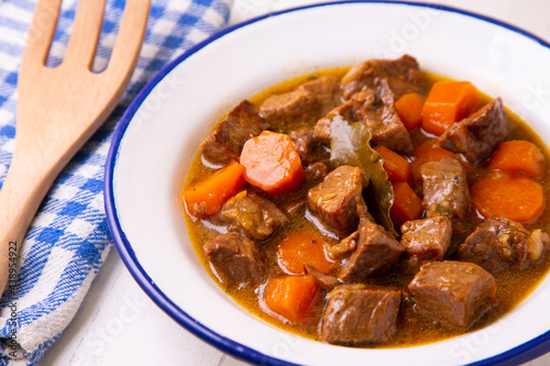 Beef stew with carrots. Traditional tapa from the central area of Spain.