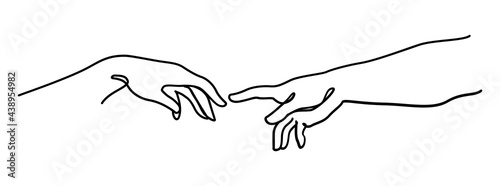 Two hand Adam and god continuous line art vector