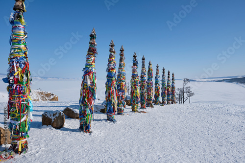 13 serge pillars on Olkhon Island, on Lake Baikal, Irkutsk Region, Russia