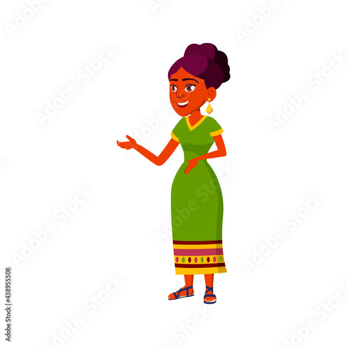 indian youth woman has funny conversation with father cartoon vector. indian youth woman has funny conversation with father character. isolated flat cartoon illustration