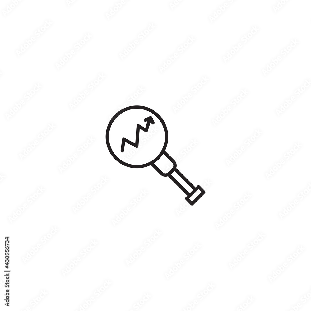 magnifier with diagram icon isolated on white background magnifier with diagram icon isolated on white background