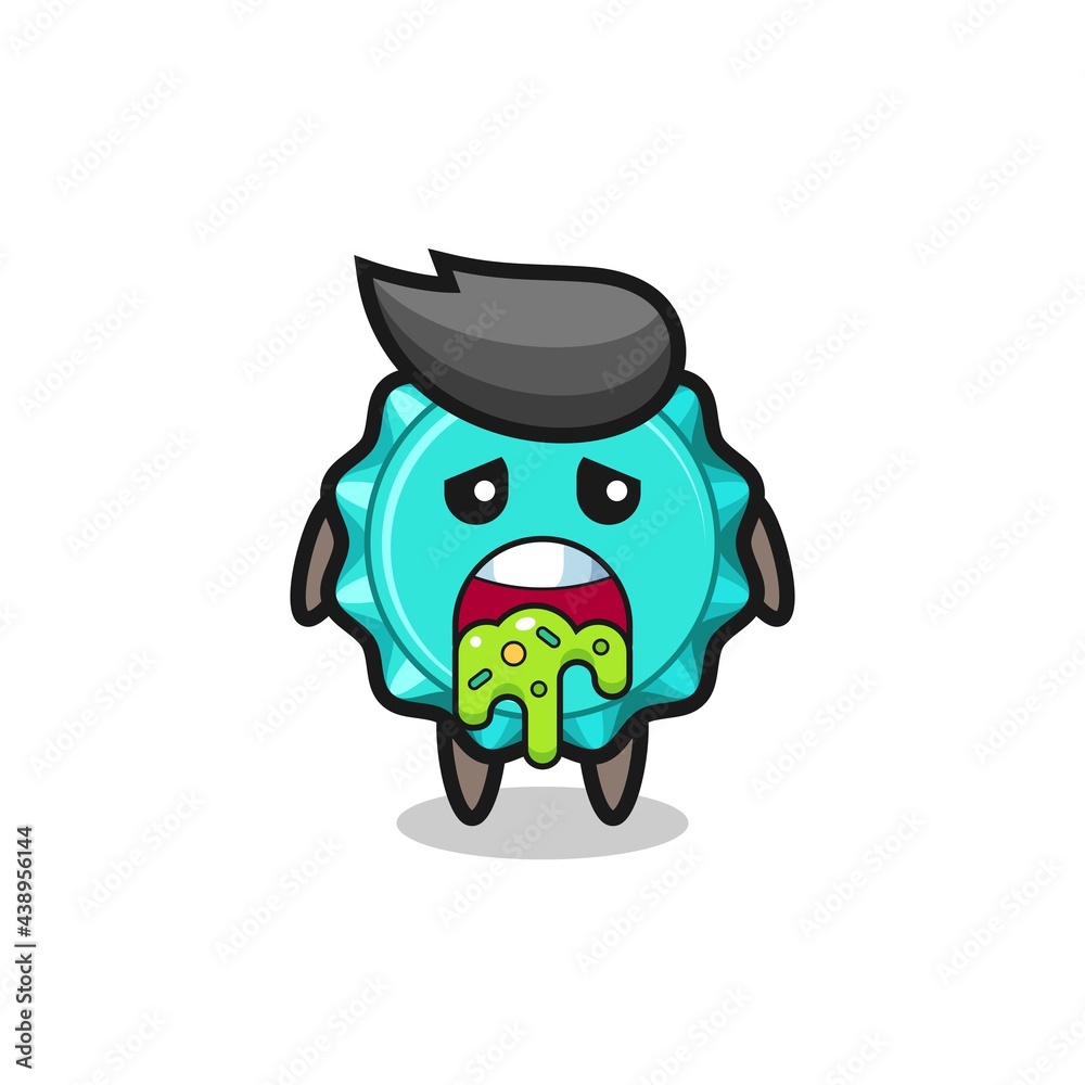 Obraz premium the cute bottle cap character with puke