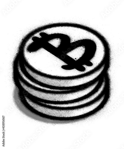 graffiti stacked bitcoin sprayed in black over white