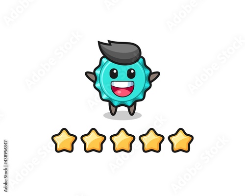 the illustration of customer best rating, bottle cap cute character with 5 stars © heriyusuf