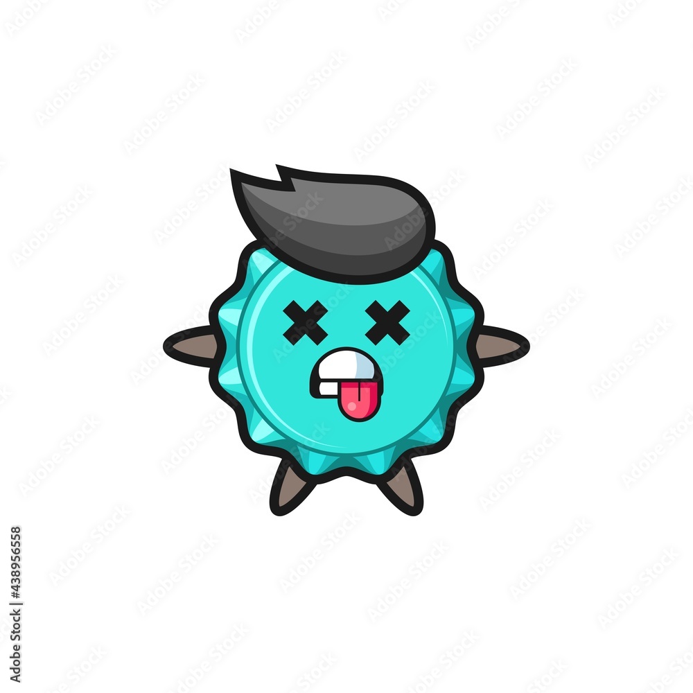 character of the cute bottle cap with dead pose character of the cute bottle cap with dead pose