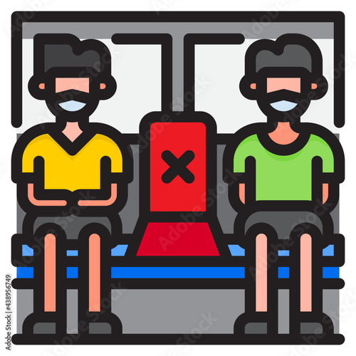 social distancing color line style icon