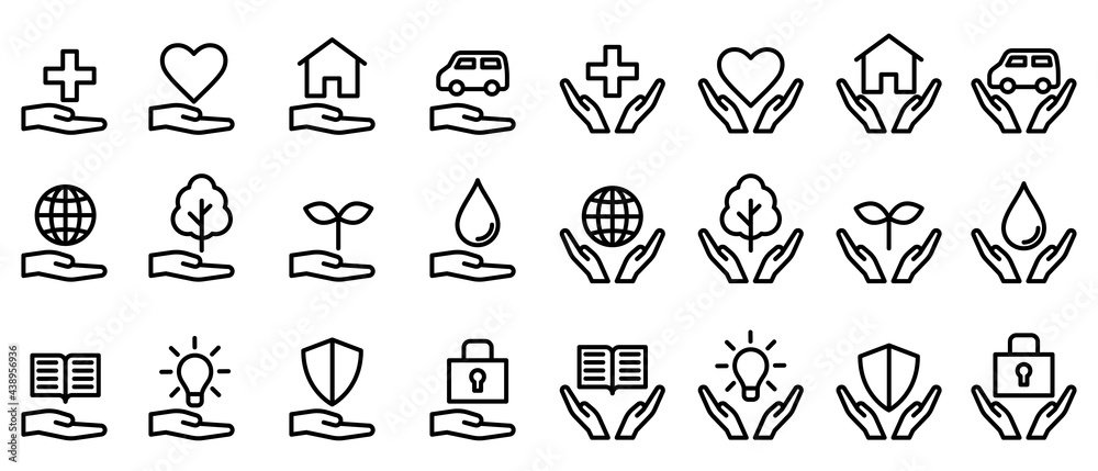Hand protection icon 手で色々なものを守るアイコンセット Hand protection icon 手で色々なものを守るアイコンセット