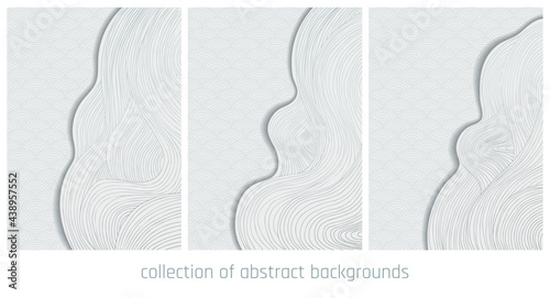 collection of white and silver vector japanese abstract waves