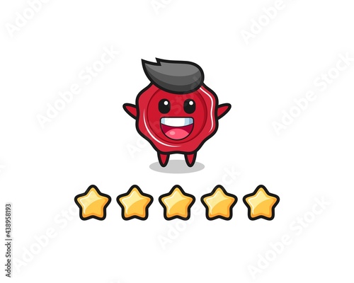 the illustration of customer best rating, sealing wax cute character with 5 stars © heriyusuf