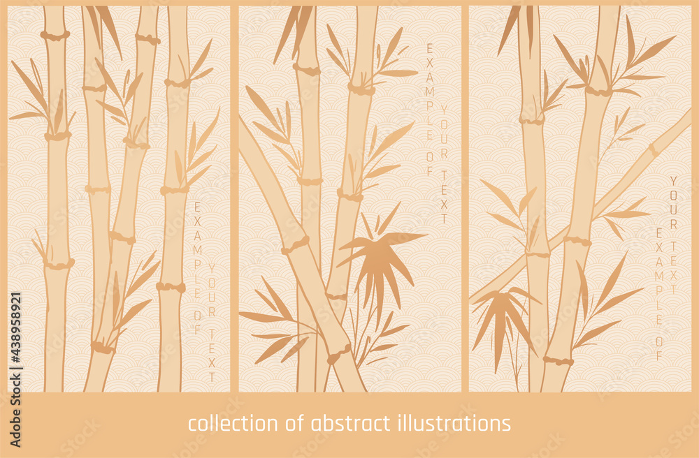 collection of abstract illustration with light gold bamboo collection of abstract illustration with light gold bamboo
