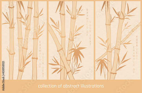Fototapeta Naklejka Na Ścianę i Meble -  collection of abstract illustration with light gold bamboo 