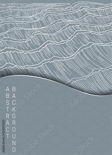 vector light solver and blue abstract illustration with waves in japanese style