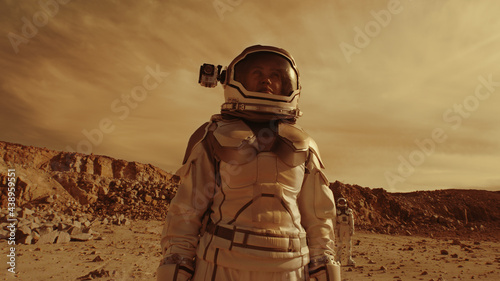Astronauts searching location for base on Mars © Framestock