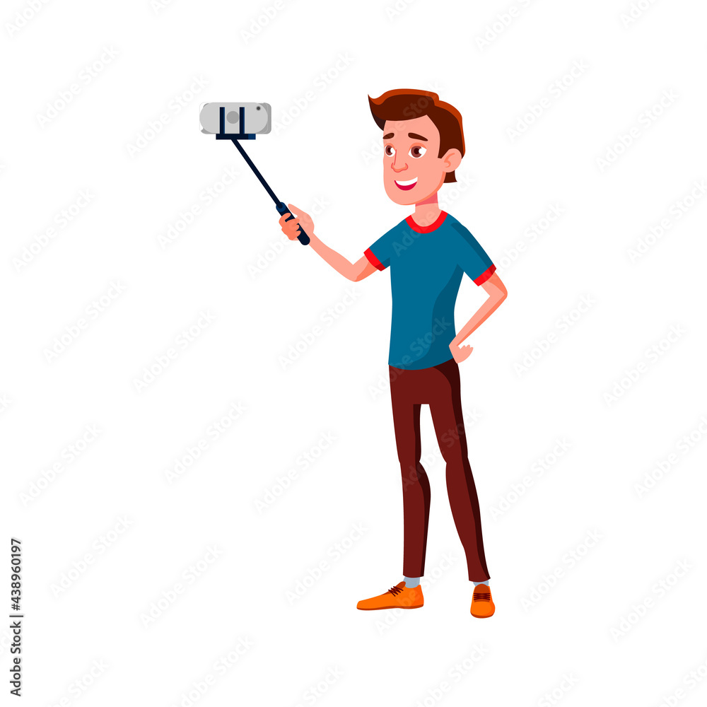 smiling boy make selfie on smartphone cartoon vector. smiling boy make selfie on smartphone character. isolated flat cartoon illustration smiling boy make selfie on smartphone cartoon vector. smiling boy make selfie on smartphone character. isolated flat cartoon illustration