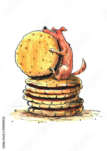 a pile of cookies with a dog