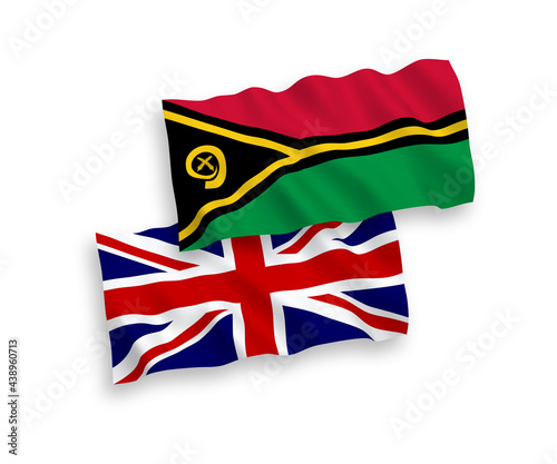 Flags of Great Britain and Republic of Vanuatu on a white background