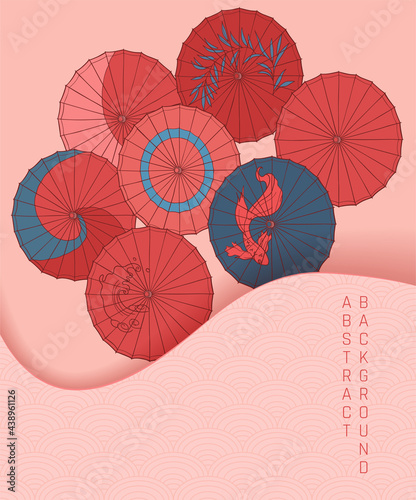 colored orange and blue illustration with paper umbrellas