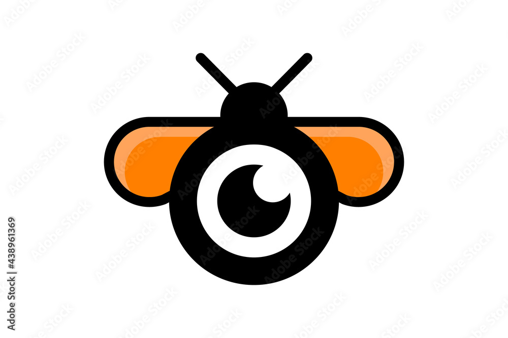 Double Meaning Logo Design Combination of Bee And Camera Lens Double Meaning Logo Design Combination of Bee And Camera Lens
