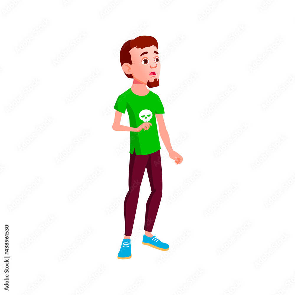 young man look at scary storm cloud in sky cartoon vector. young man look at scary storm cloud in sky character. isolated flat cartoon illustration