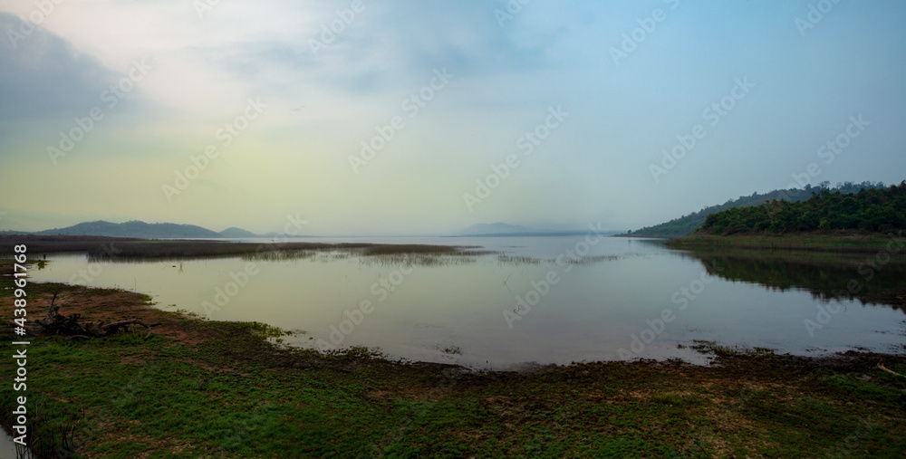 Scenery along the reservoir at Chachengsao Province, Thailand
