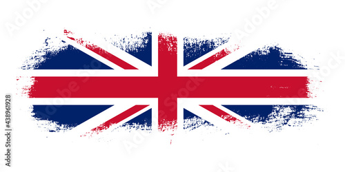 Stain brush stroke flag of United Kingdom country with abstract banner concept background