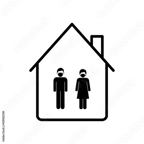 Stay home sign vector icon with face mask
