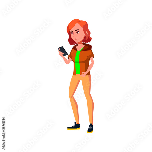 girl writing threatening message to boyfriend cartoon vector. girl writing threatening message to boyfriend character. isolated flat cartoon illustration