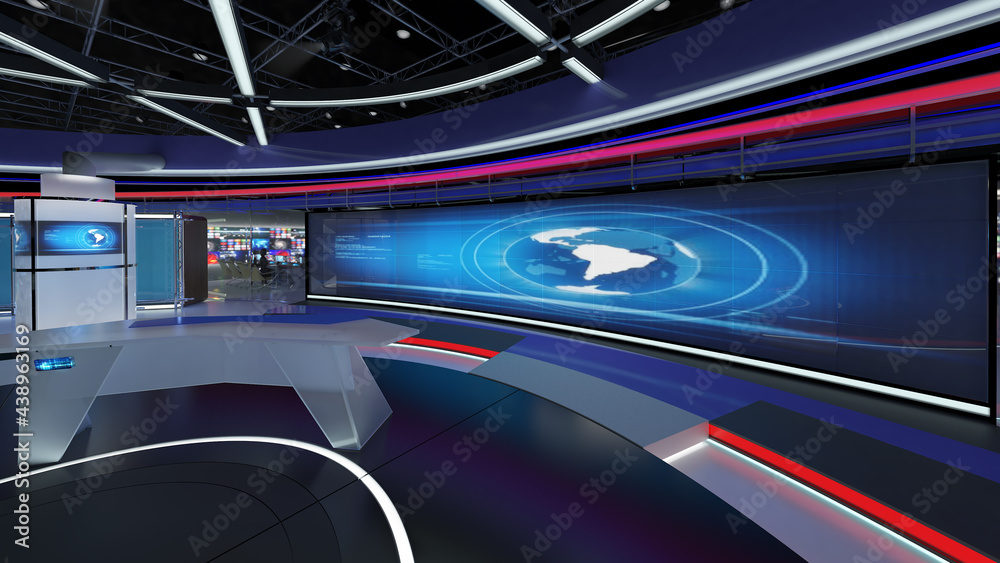 Virtual TV Studio News Set. Green screen background. 3d Rendering.

Virtual set studio for chroma footage. wherever you want it, With a simple setup, a few square feet of space, and Virtual Set. you c