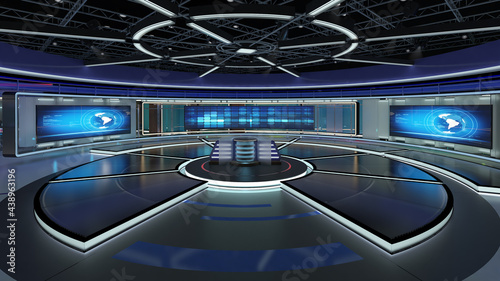 Virtual TV Studio News Set. Green screen background. 3d Rendering.

Virtual set studio for chroma footage. wherever you want it, With a simple setup, a few square feet of space, and Virtual Set. you c