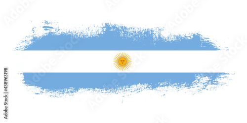 Stain brush stroke flag of Argentina country with abstract banner concept background