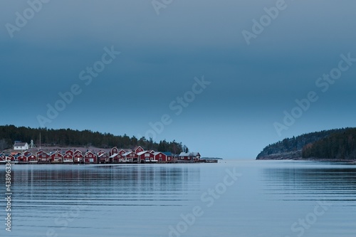 View of the bay at Norrfällsviken just before sunset photo