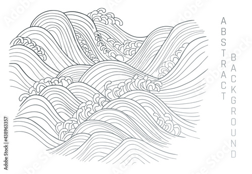 vector white and silver abstract illustration with stylized waves in japanese style