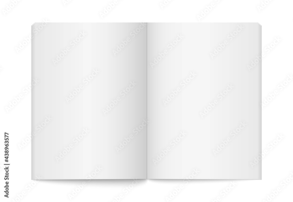 Realistic opened blank book. Vertical brochure page, notebook, magazine, booklet, brochure, cover. Mock up template for your design. Blank paper for graphic, creative, business, education. Vector Realistic opened blank book. Vertical brochure page, notebook, magazine, booklet, brochure, cover. Mock up template for your design. Blank paper for graphic, creative, business, education. Vector