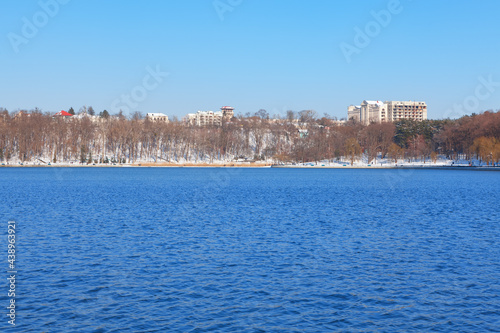 Valea Morilor Lake in Chisinau Moldova . City lake in the winter  © russieseo