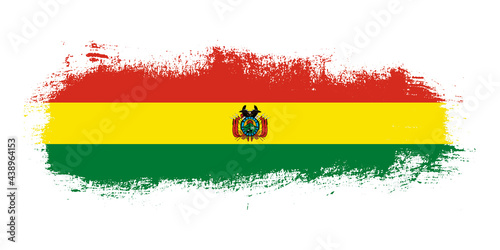 Stain brush stroke flag of Bolivia country with abstract banner concept background