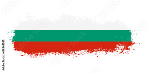 Stain brush stroke flag of Bulgaria country with abstract banner concept background
