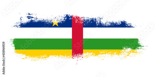 Stain brush stroke flag of Central African Republic country with abstract banner concept background