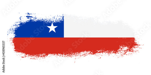 Stain brush stroke flag of Chile country with abstract banner concept background