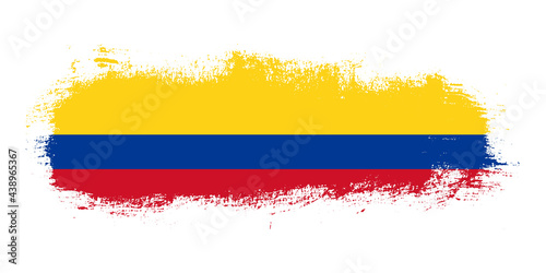 Stain brush stroke flag of Colombia country with abstract banner concept background