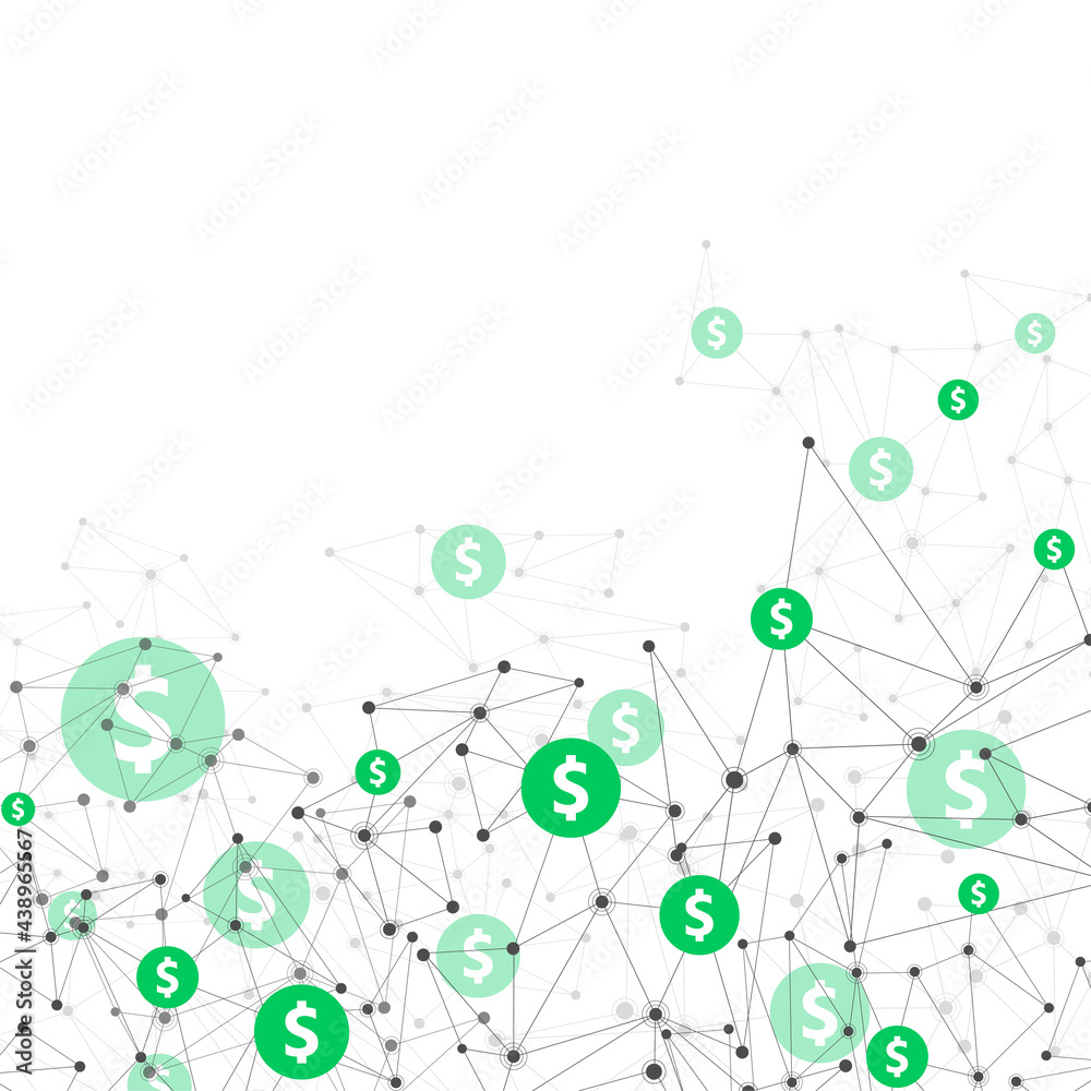 Green dollar coin polygon background. Green dollar coin polygon background.
