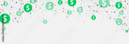 Block chain worldwide network dollar.