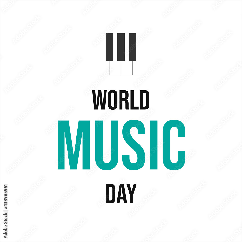 World music Day. June 21. Template for background, banner, card, poster, greeting with isolated piano vector illustration