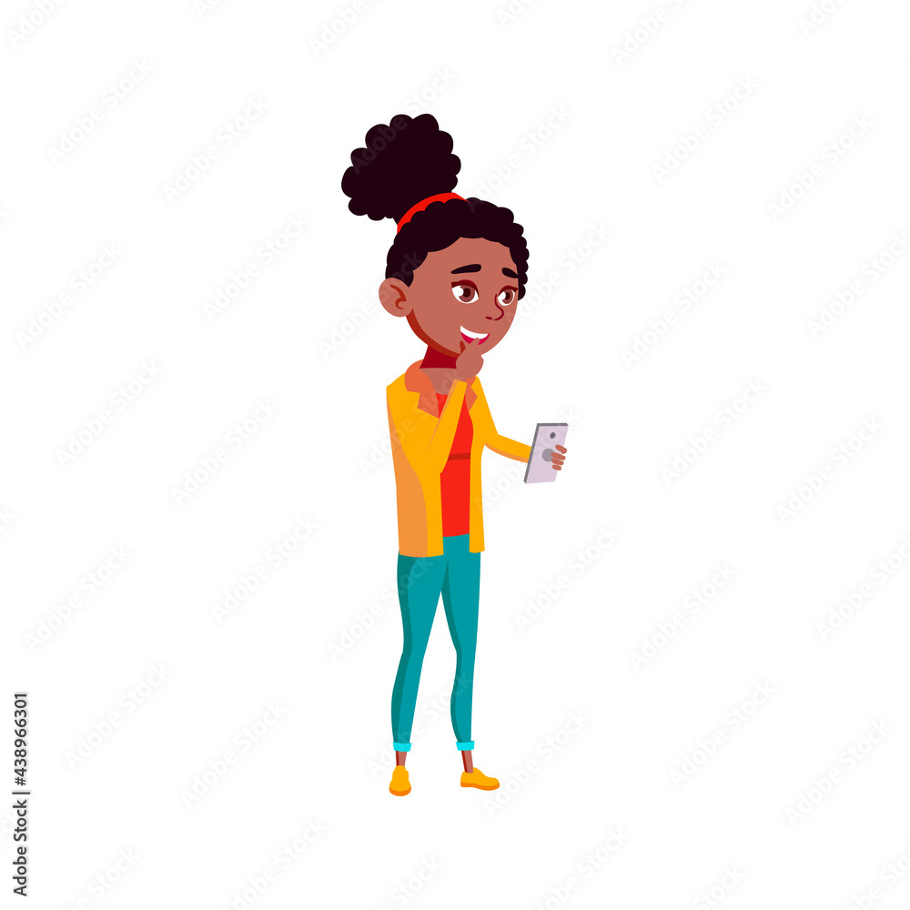 african girl laughing from sms message on phone screen cartoon vector. african girl laughing from sms message on phone screen character. isolated flat cartoon illustration african girl laughing from sms message on phone screen cartoon vector. african girl laughing from sms message on phone screen character. isolated flat cartoon illustration