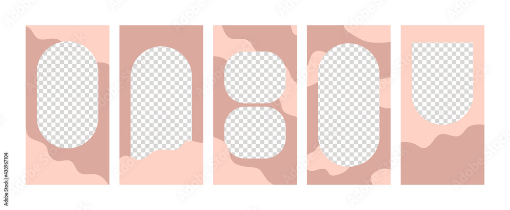 Creative trendy templates for social media stories. Vector backgrounds with frames and abstract organic shapes. Creative trendy templates for social media stories. Vector backgrounds with frames and abstract organic shapes.