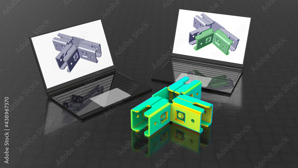 Obraz premium 3D rendering - computer aided design of a metallic part