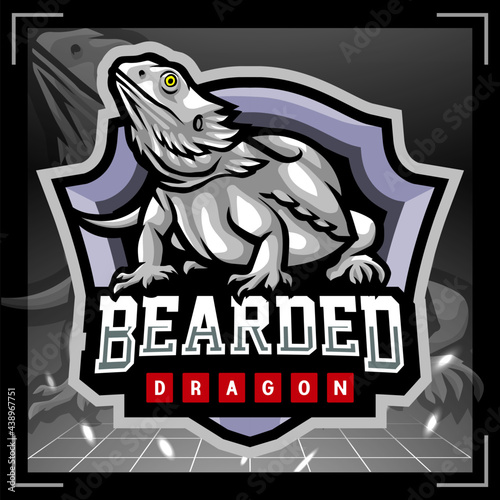 Leucistic Bearded dragon mascot. esport logo design