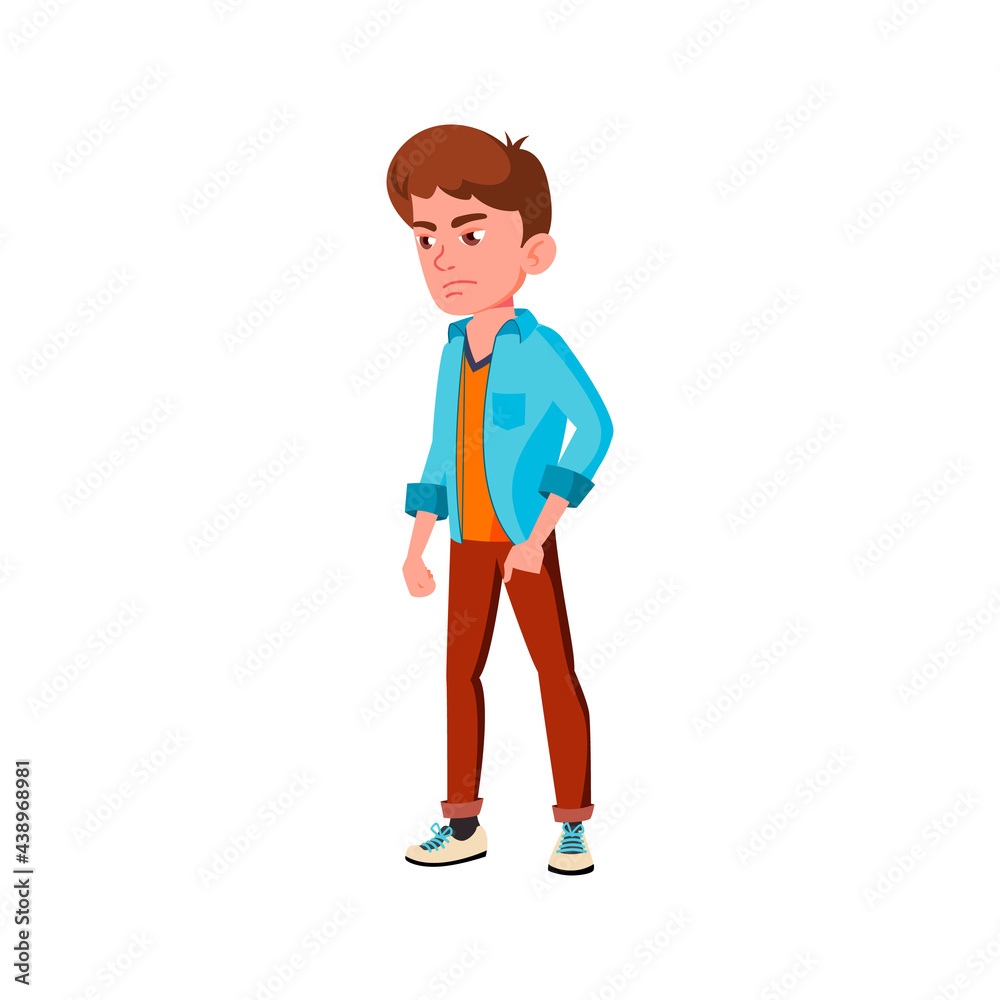 dreary boy in police station cartoon vector. dreary boy in police station character. isolated flat cartoon illustration