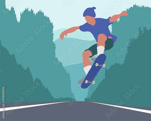 Man skating on road