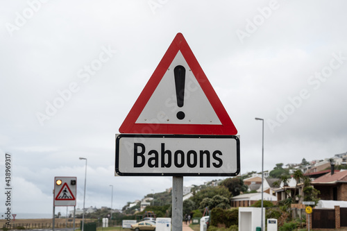 Baboons warning sign at South Africa