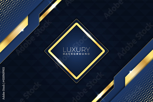 Modern Elegant Luxury Geometric Glowing Gold with Navy Background